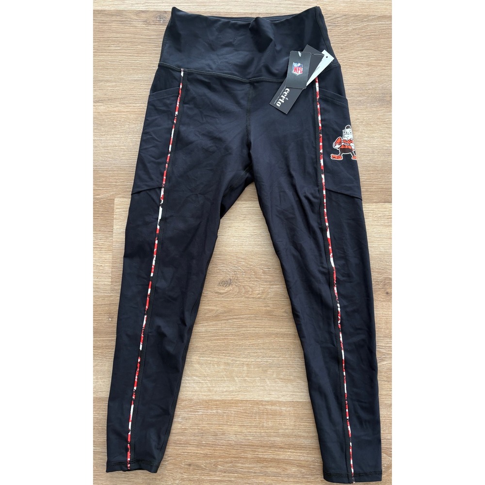 NWT Women's Certo Cleveland Browns Retro Pocket Leggings - Medium - Black